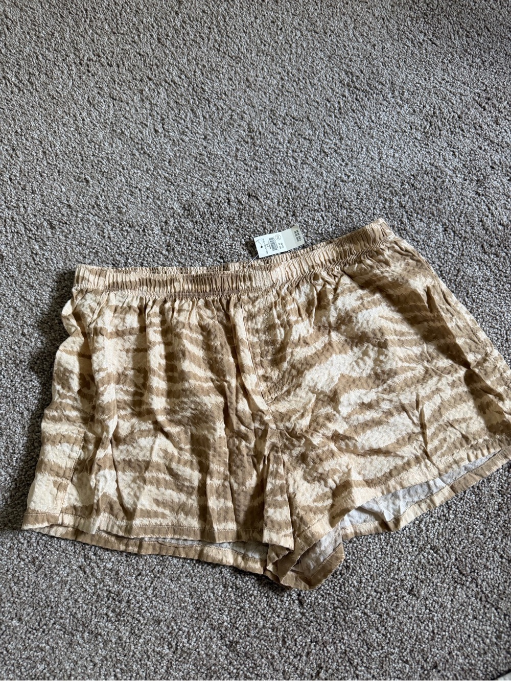 aerie Tan and Cream Zebra-Print Sleep Shorts